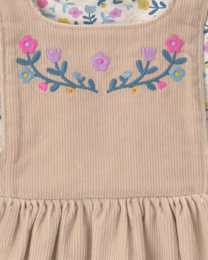 Baby Girl Floral Corduroy Long-Sleeve Dress Set