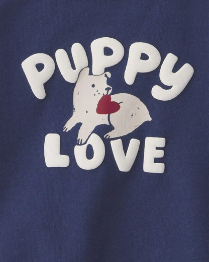 Baby Boy 2-Piece 'Puppy Love' French Terry Long-Sleeve Top & Pant Set - Navy Blue/Grey