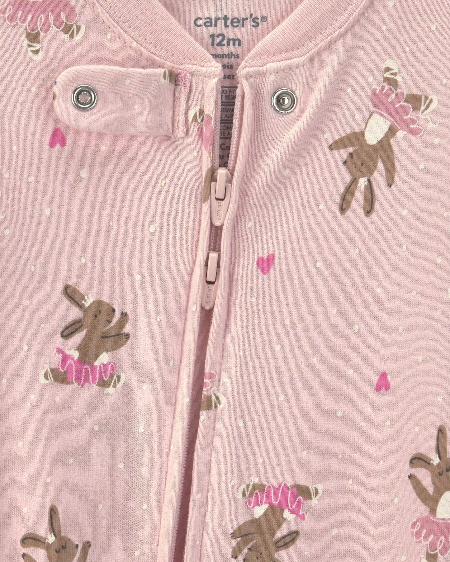 Baby Girl Ballerina Bunny Cotton Snug Fit 1-Piece Pajama - Pink