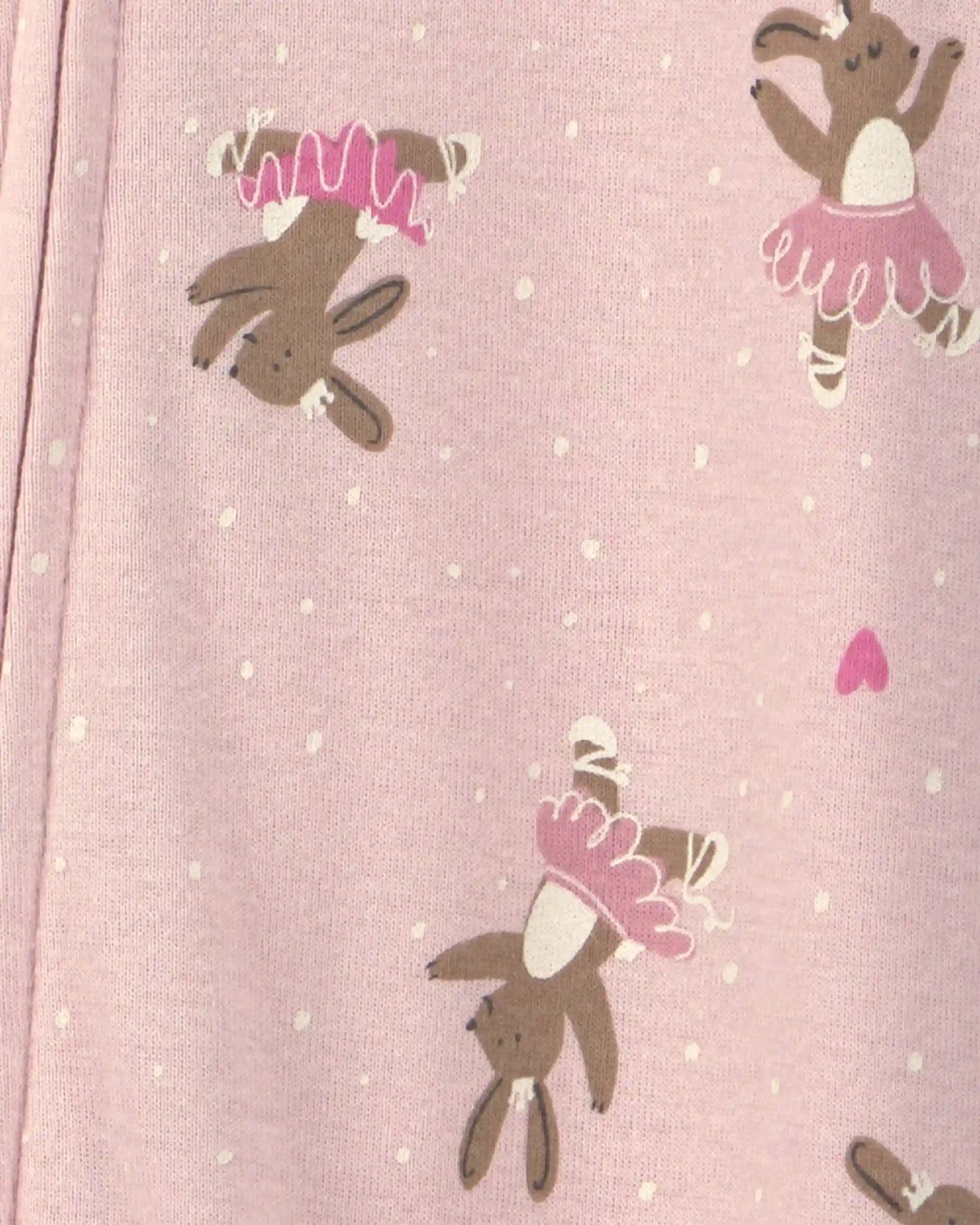 Baby Girl Ballerina Bunny Cotton Snug Fit 1-Piece Pajama - Pink