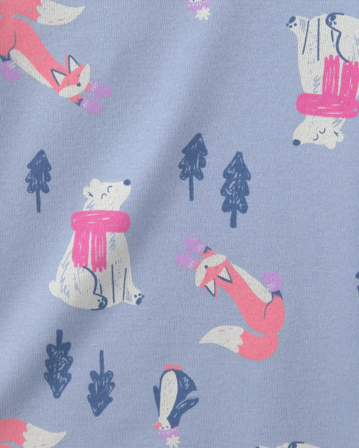Baby Girl Penguin Winter Cotton Snug Fit 4-Piece Pajama Set - Purple/White