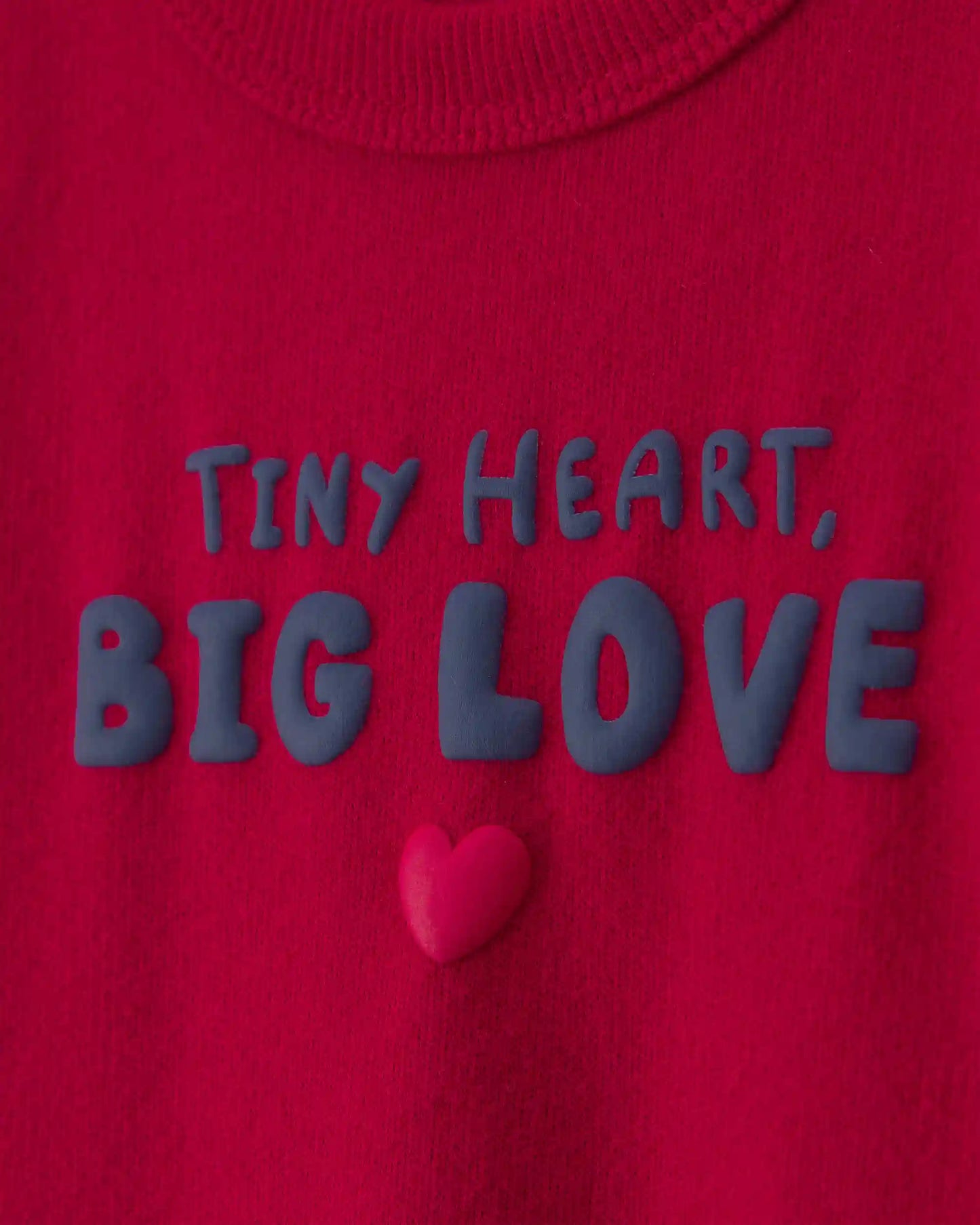 Baby 'Tiny Heart Big Love' Valentine's Day French Terry Long-Sleeve Jumpsuit - Red