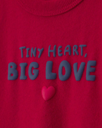 Baby 'Tiny Heart Big Love' Valentine's Day French Terry Long-Sleeve Jumpsuit - Red