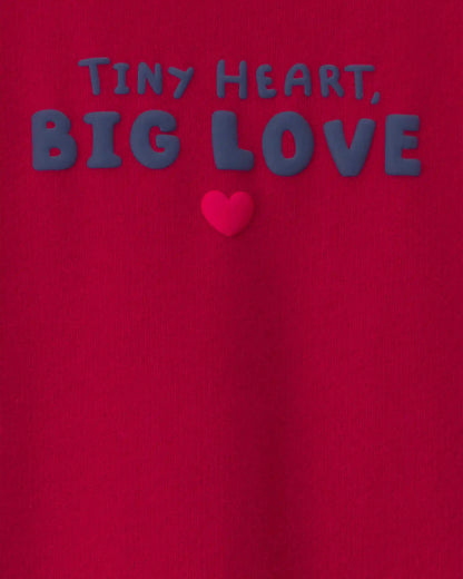 Baby 'Tiny Heart Big Love' Valentine's Day French Terry Long-Sleeve Jumpsuit - Red