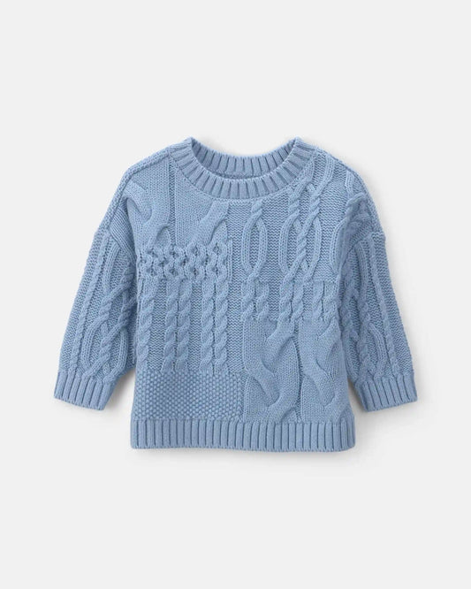 Baby Boy Cable Knit Sweater - Blue