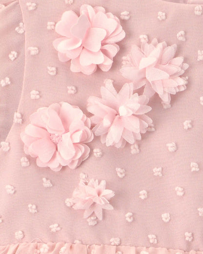 Baby Girl Swiss Dot Occasion Dress - Pink