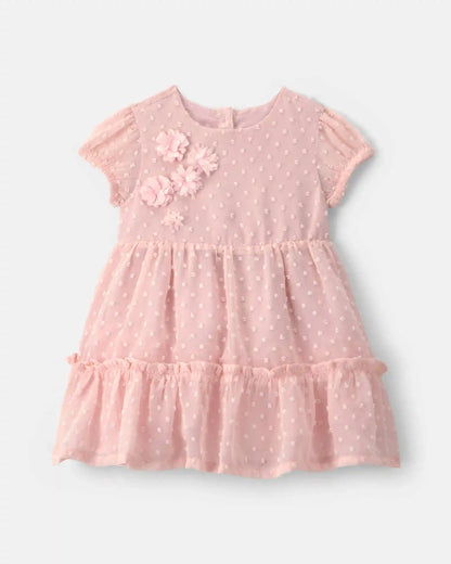 Baby Girl Swiss Dot Occasion Dress - Pink