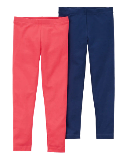 Baby 2-Pack Red & Navy Cotton Stretch Leggings