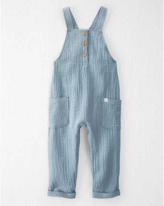 Toddler Organic Cotton Gauze Overalls - Blue