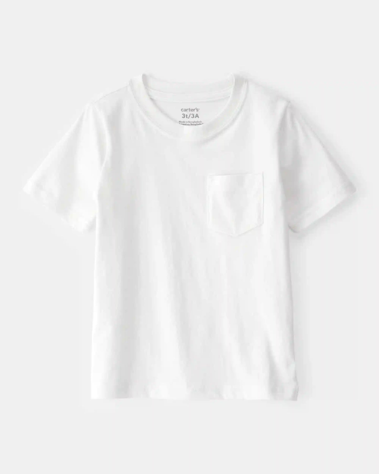 Toddler Solid Short-Sleeve Pocket Tee - White