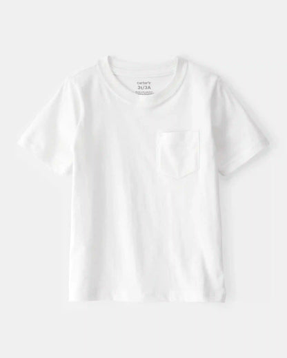 Toddler Solid Short-Sleeve Pocket Tee - White