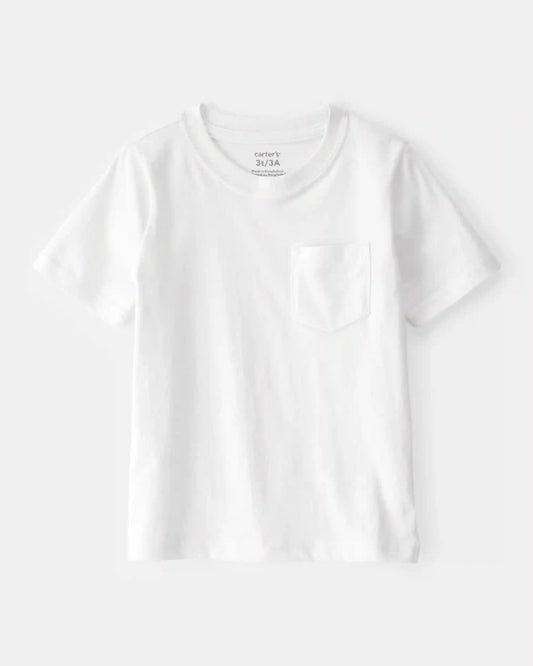 Toddler Solid Short-Sleeve Pocket Tee - White