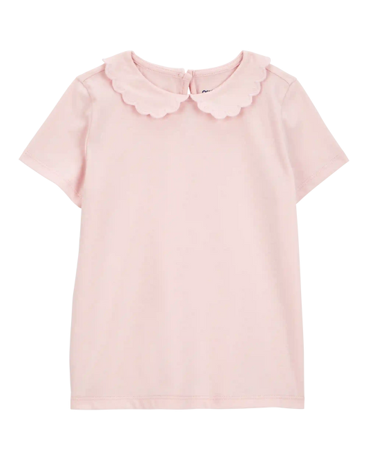 Toddler Scalloped Collar Short-Sleeve Top - Pink