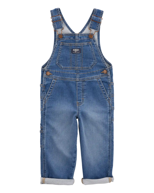 Toddler Stretch Denim Overalls - Medium Wash