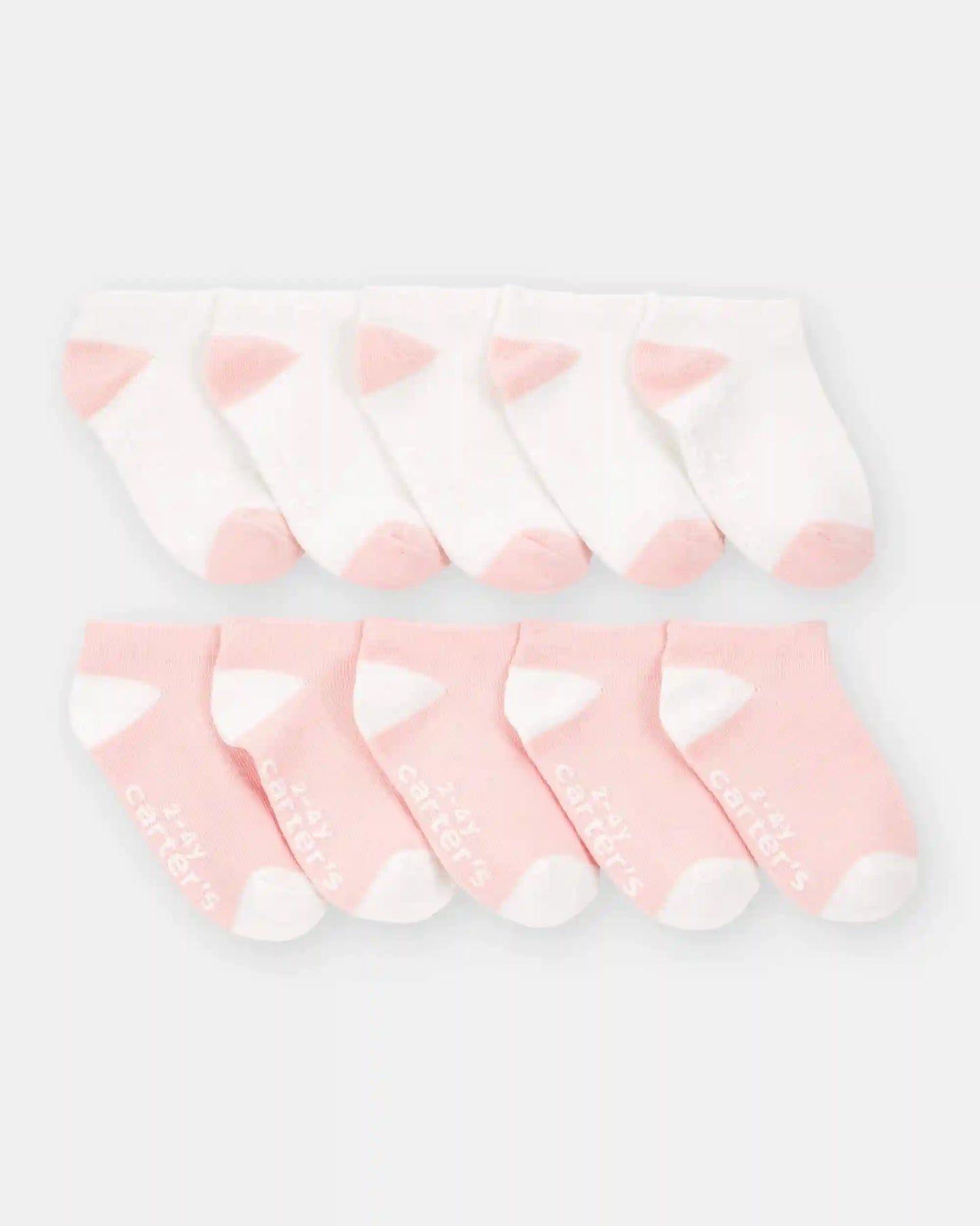 Toddler Girl 10-Pack No Show Socks - Pink/White