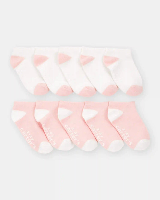 Toddler Girl 10-Pack No Show Socks - Pink/White