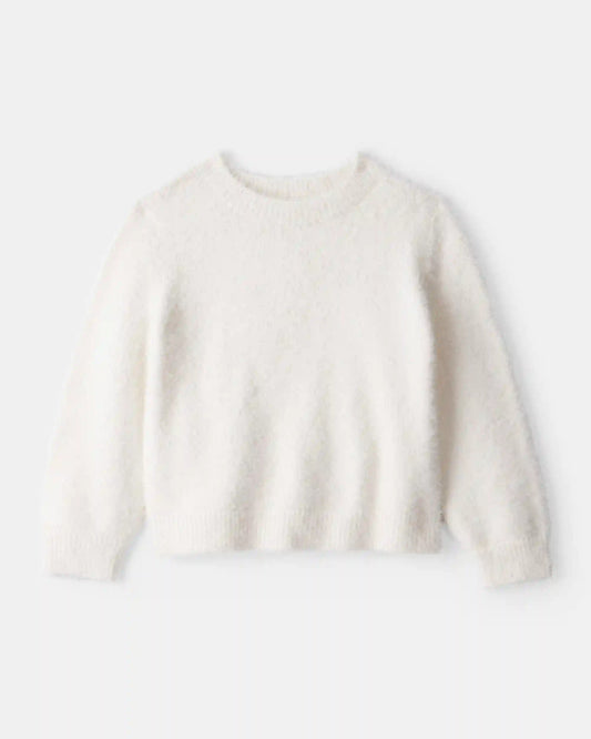 Toddler Girl Brushed Sweater - White