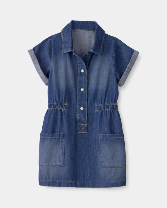 Toddler Girl Denim Button-Up Dress - Dark Wash