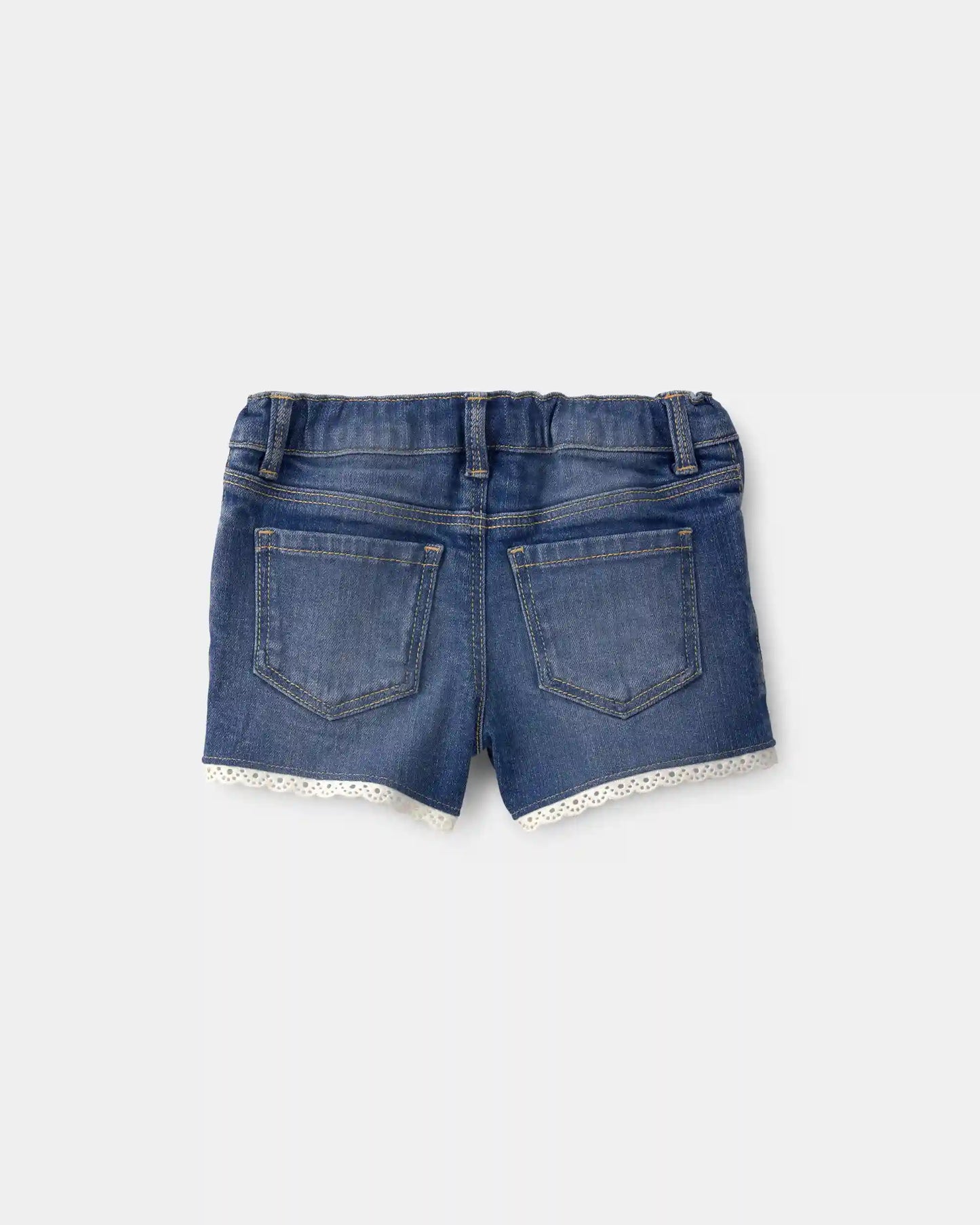 Toddler Girl Eyelet Trim Denim Shorts - Dark Wash