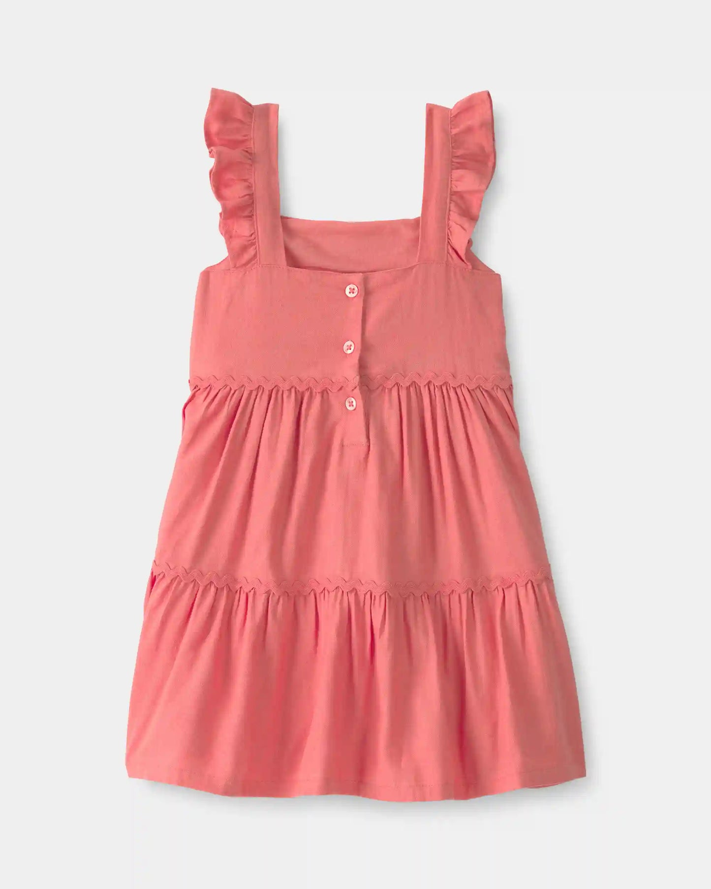 Toddler Girl Ruffle-Sleeve Tiered Dress - Coral