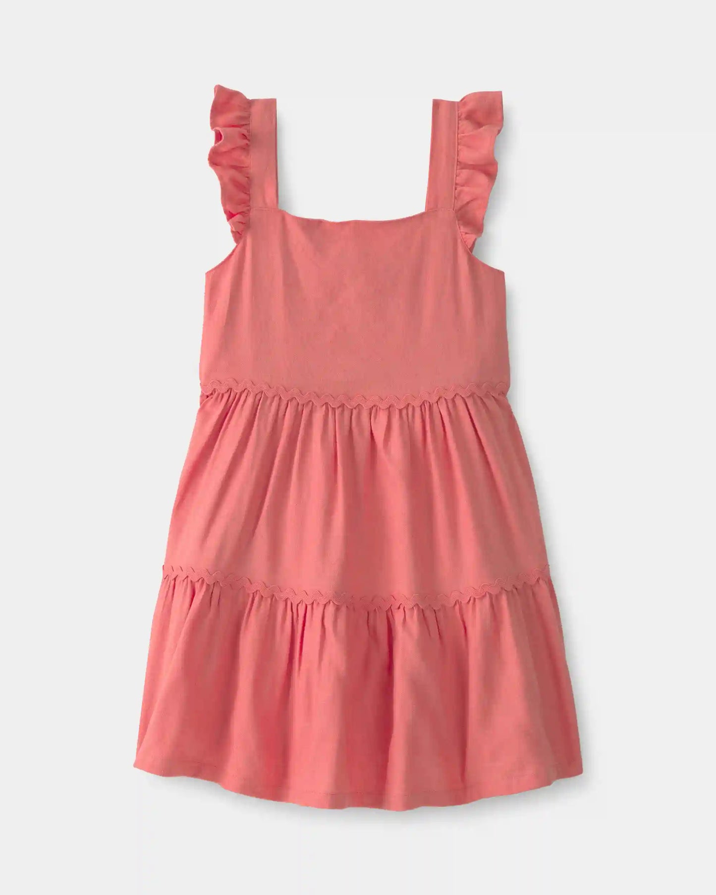 Toddler Girl Ruffle-Sleeve Tiered Dress - Coral