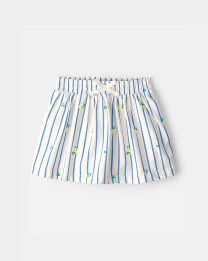 Toddler Girl Lemon Striped Skort - Blue/Ivory