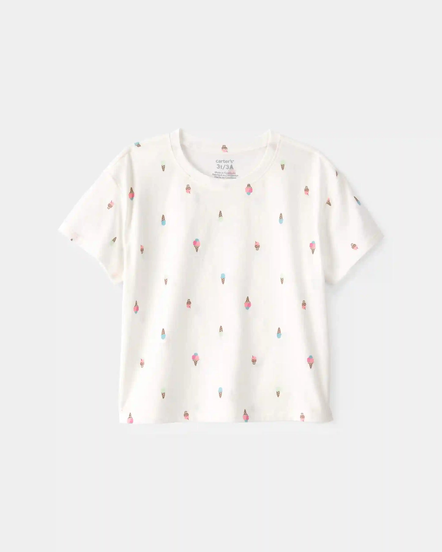 Toddler Girl Ice Cream Relaxed Top - Ivory