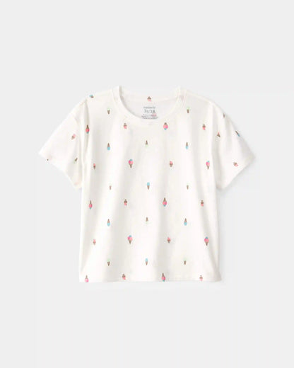 Toddler Girl Ice Cream Relaxed Top - Ivory