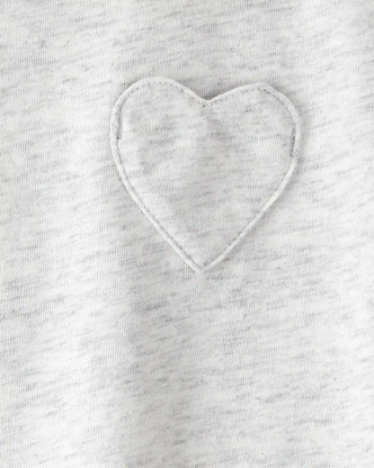 Toddler Girl Heart Pocket Top - Grey
