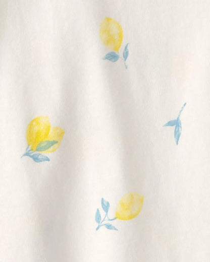 Toddler Girl Lemon Relaxed Top - Cream