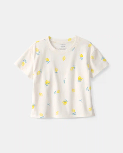 Toddler Girl Lemon Relaxed Top - Cream