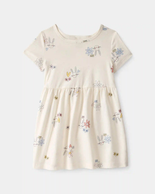 Toddler Girl Easter Bunny Short-Sleeve Dress - Cream