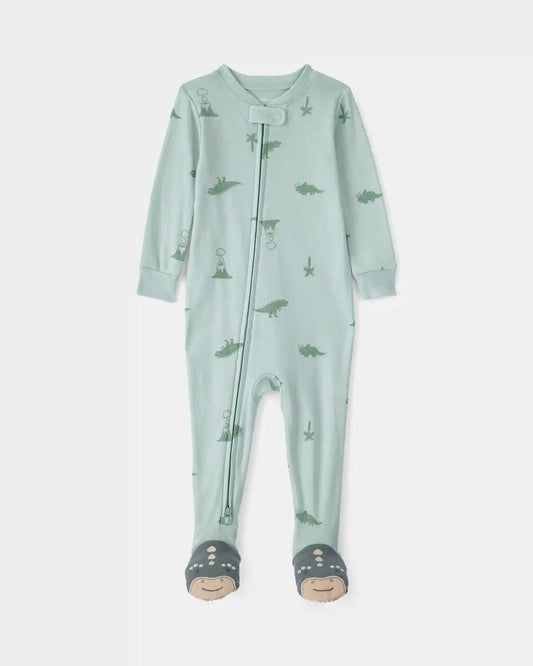Toddler Dinosaur 100% Cotton Snug Fit 1-Piece Pajama - Green