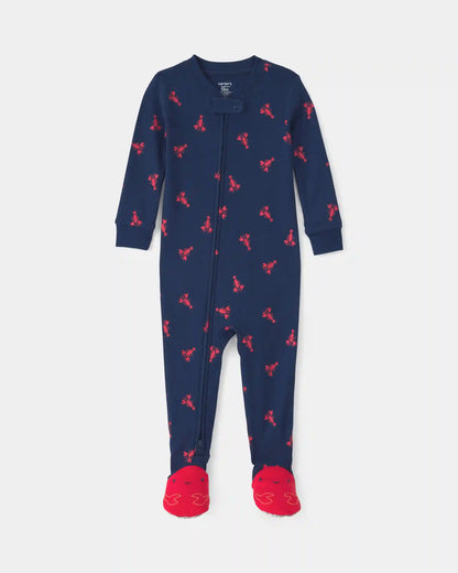 Toddler Boy Lobster 100% Cotton Snug Fit 1-Piece Pajama - Blue