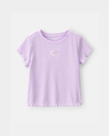 Toddler Girl Moon Rib Loose Fit 2-Piece Pajama Set - Purple