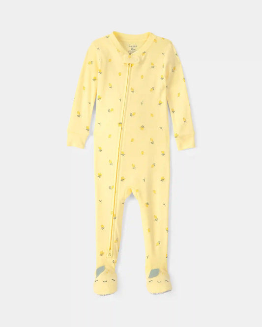 Toddler Lemon 100% Cotton Snug Fit 1-Piece Pajama - Yellow