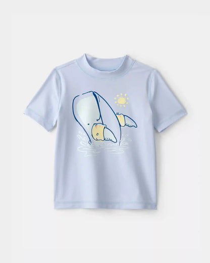 Toddler Boy Whale Short-Sleeve Rashguard - Blue