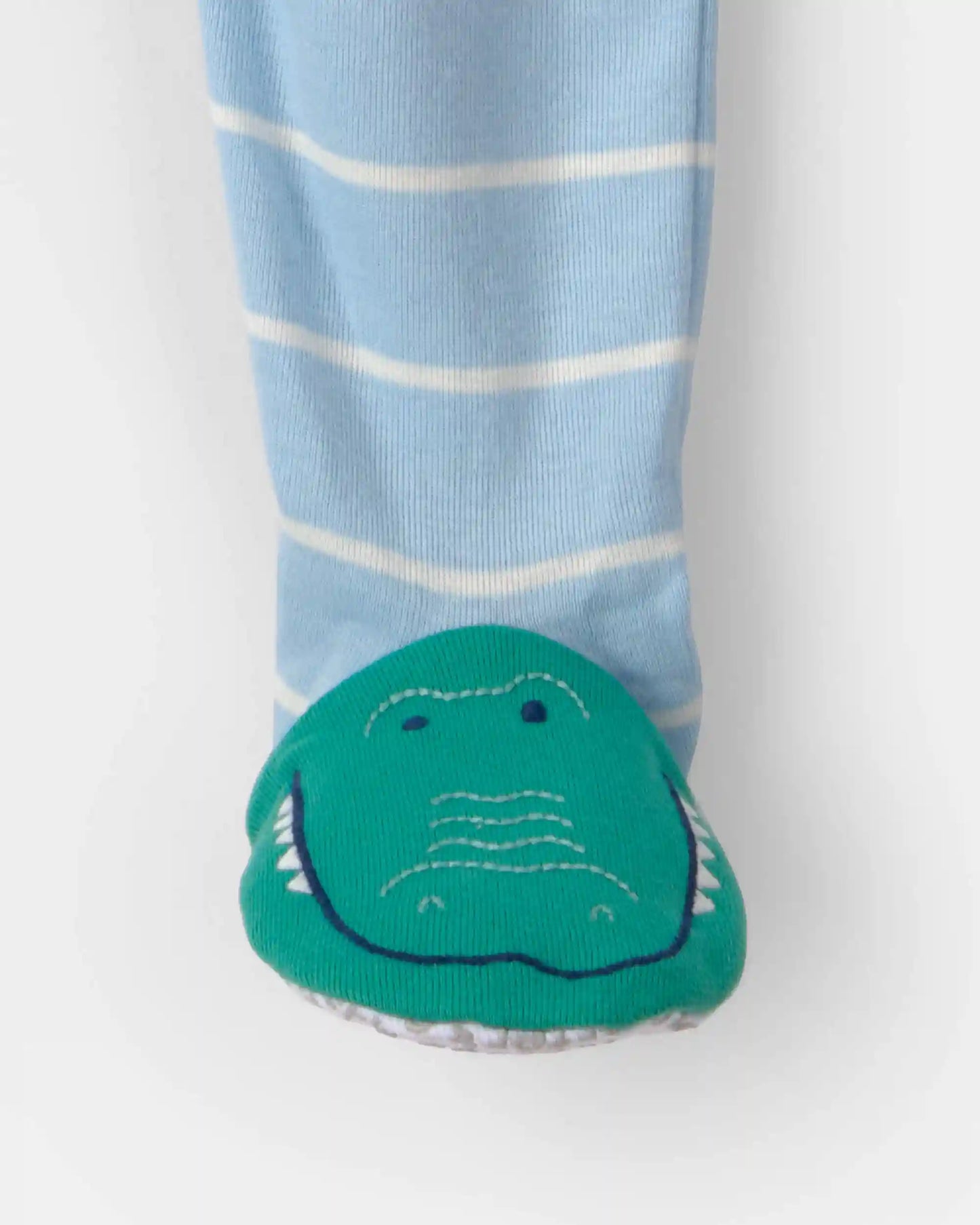 Toddler Boy Alligator Striped 100% Cotton Snug Fit 1-Piece Pajama - Blue