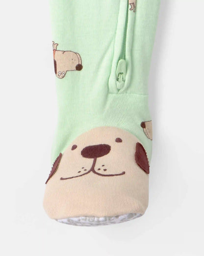 Toddler Dog 100% Cotton Snug Fit 1-Piece Pajama - Green