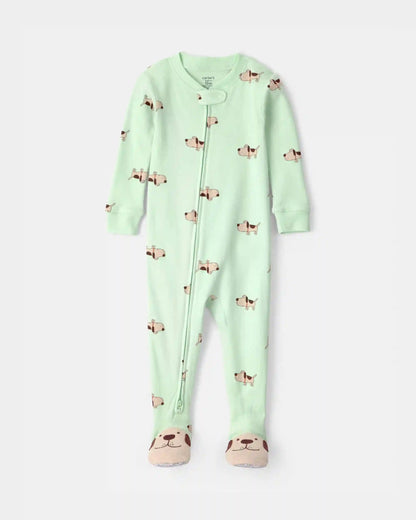 Toddler Dog 100% Cotton Snug Fit 1-Piece Pajama - Green