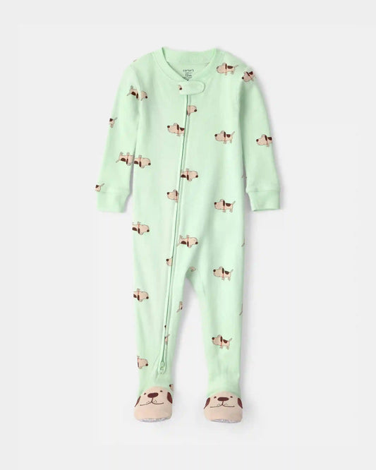 Toddler Dog 100% Cotton Snug Fit 1-Piece Pajama - Green