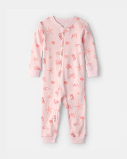 Toddler Girl Shell 100% Cotton Snug Fit 1-Piece Pajama - Pink