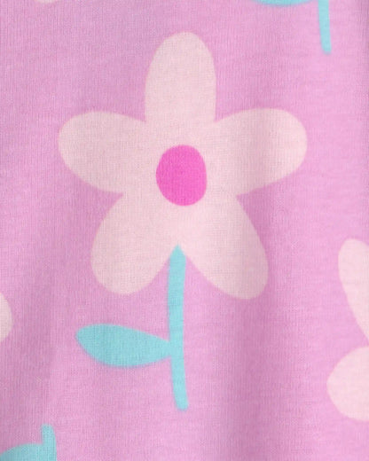Toddler Girl Floral 100% Cotton Snug Fit 1-Piece Pajama - Pink