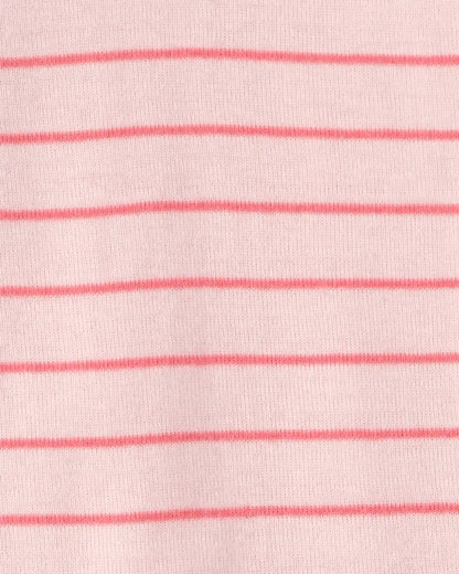 Toddler Girl Ladybug Striped 100% Cotton Snug Fit 1-Piece Pajama - Pink
