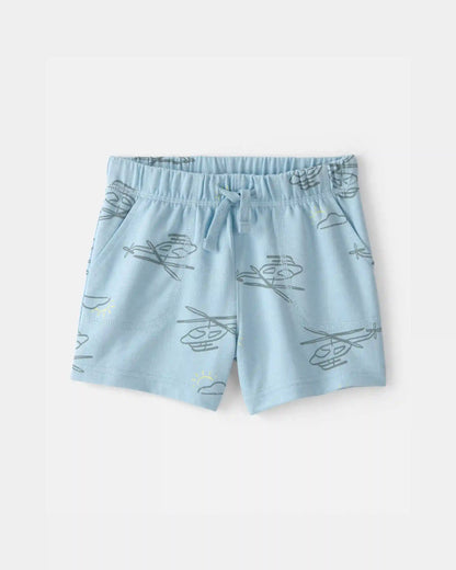 Toddler Boy Helicopter French Terry Shorts - Blue
