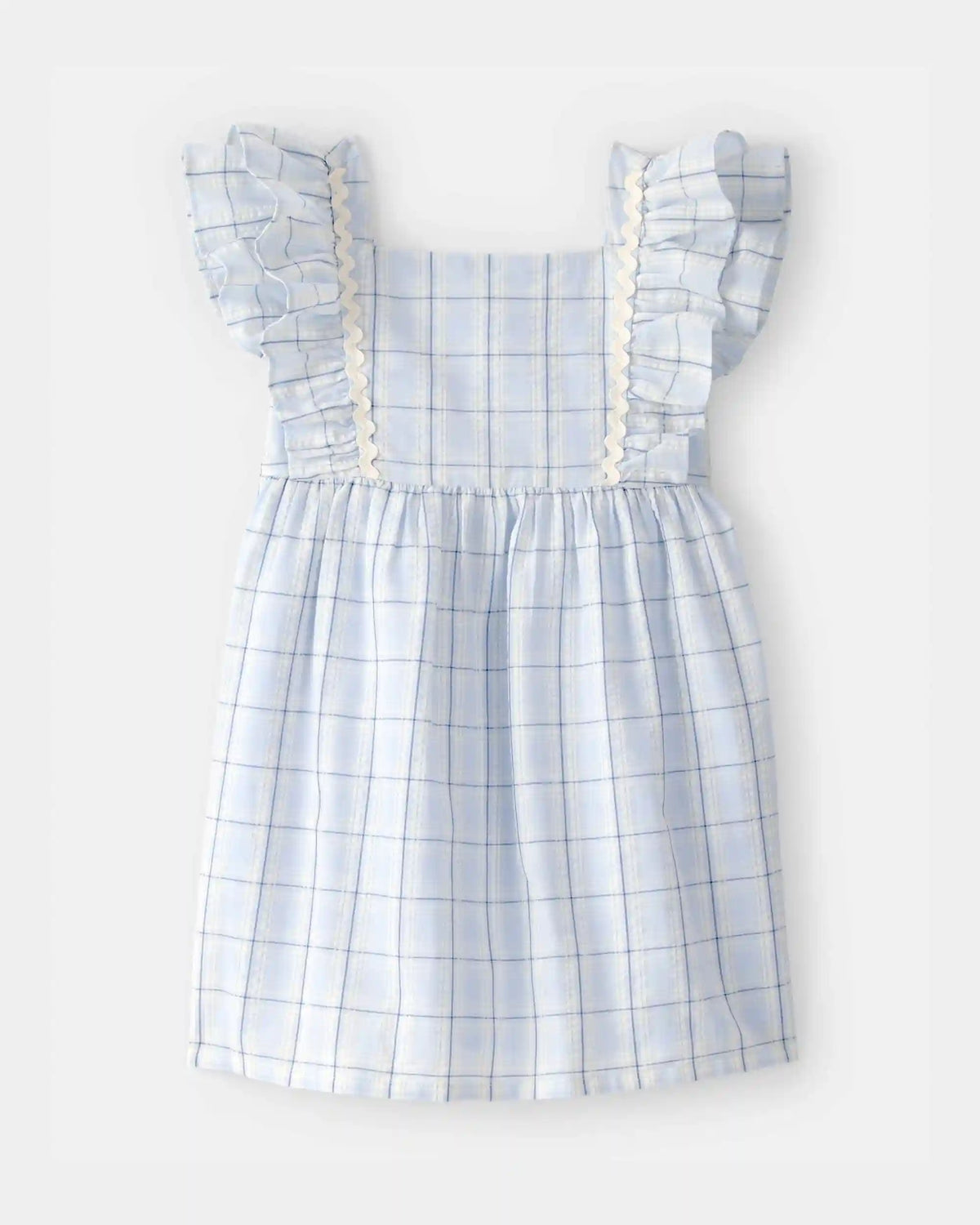 Toddler Girl Plaid Ruffle-Sleeve Dress - Blue/White