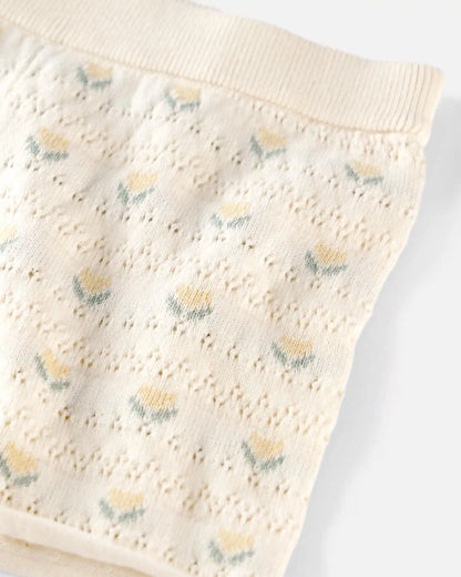 Toddler Girl Organic Cotton Sweater Knit Set in Honey Floral Print