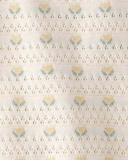 Toddler Girl Organic Cotton Sweater Knit Set in Honey Floral Print