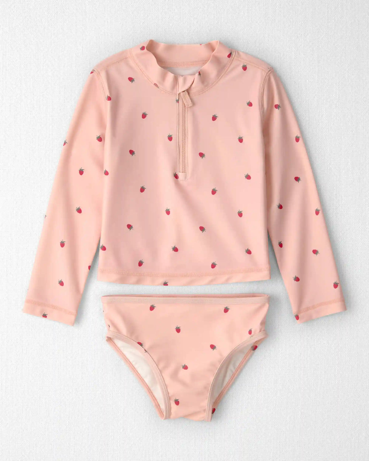 Toddler Girl 2-Piece Recycled Rashguard Swimsuit Set in Strawberry Print