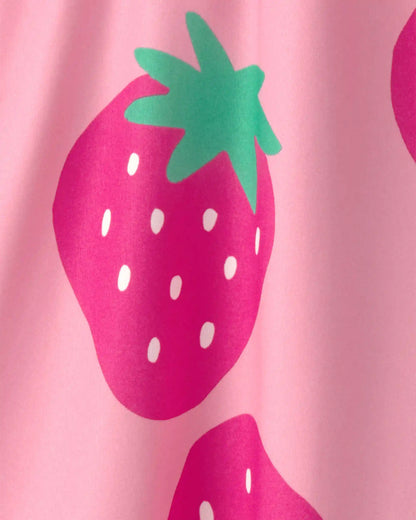 Toddler Girl Strawberry Swim Dress Coverup - Pink